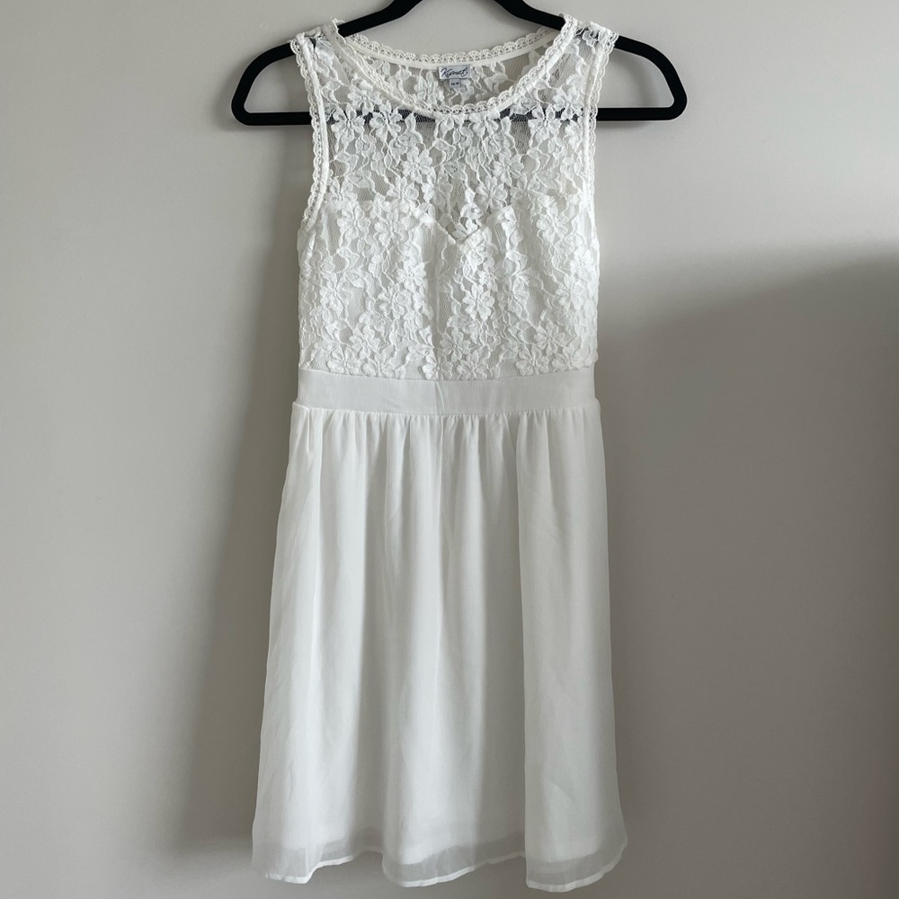 Kismet White Lace Overlay Sleeveless A-Line Dress